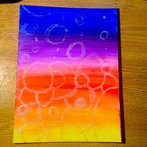 Bubble painting with glitter